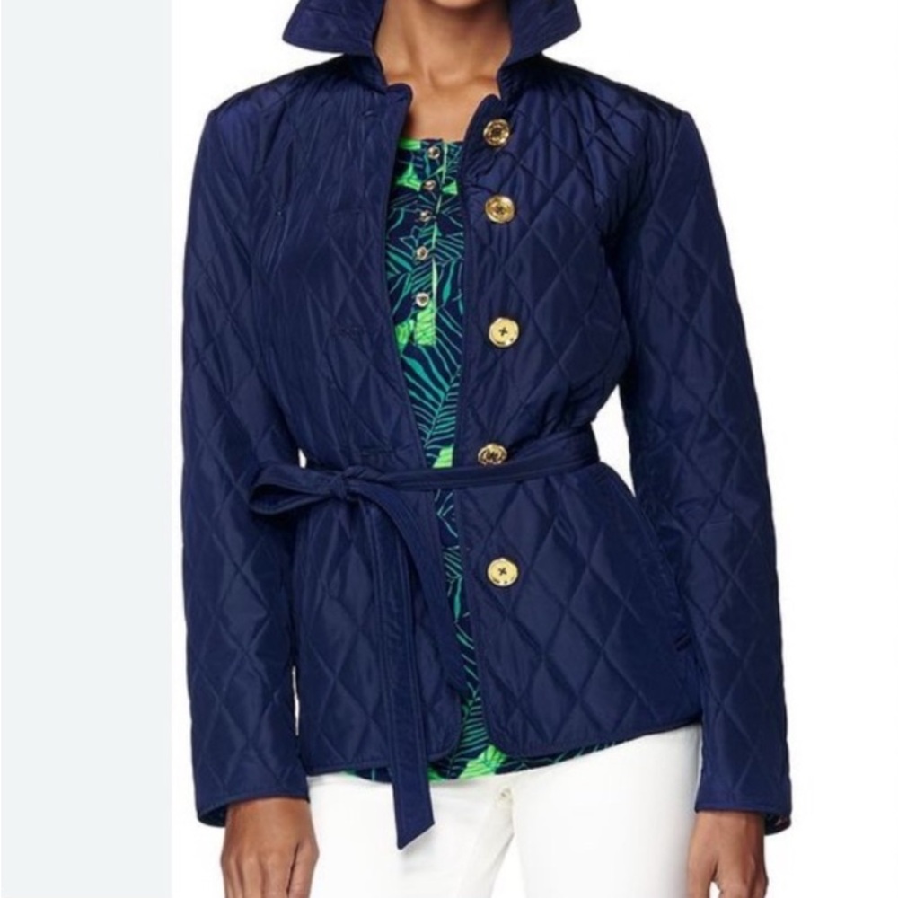 Elegant & timeless! Navy Lilly Pulitzer Quilted Jacket, Gold Buttons, Small!